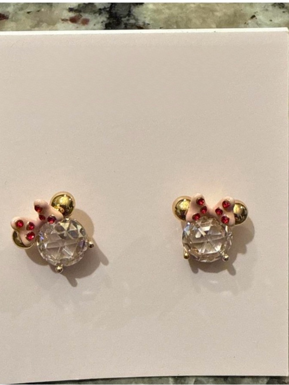 Pink Bow and Crystal Minnie Mouse Earrings